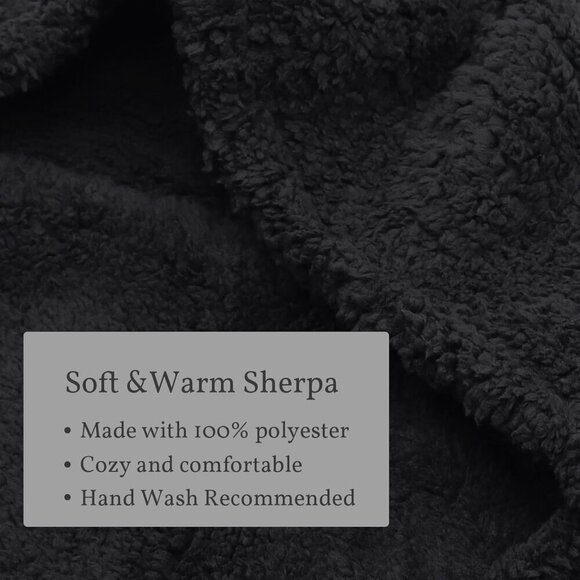 Unisex Black Winter Bear Ear Sherpa Hood Hat Scarf Gloves 3 in1 100% Polyester main image 5